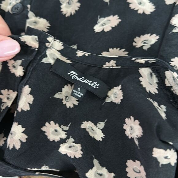 Madewell Silk Button-Back Blouse Top In Seattle Floral Size S - Picture 5 of 9